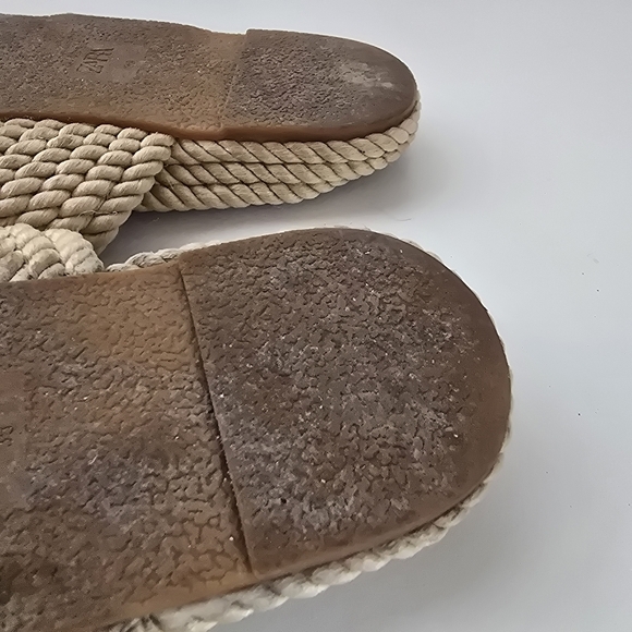 ZARA Neutral Rope Bohemian Slide Slip On Sandals Size 8 - Picture 9 of 9